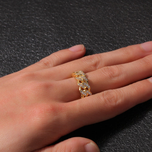 8mm Hip-hop Cubic Zirconia Cuban Link Ring