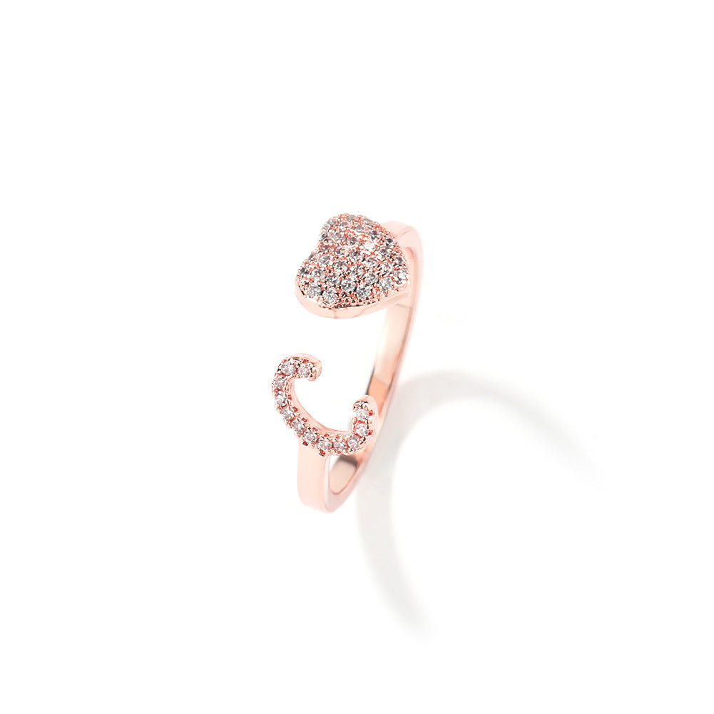 Hip-hop zircon-encrusted 26 English letters ring