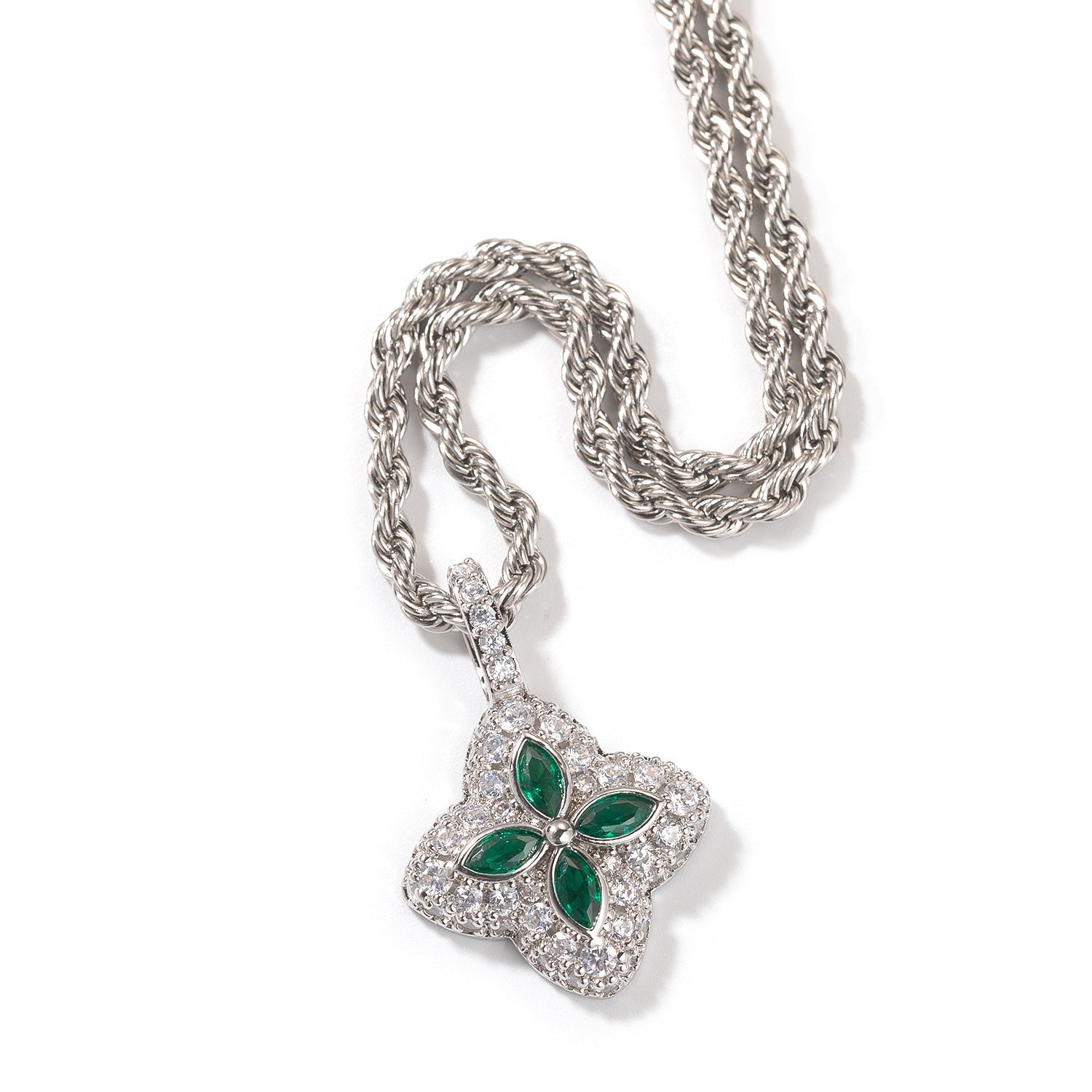 Cubic Zirconia Colorful Four-Leaf Clover Pendant