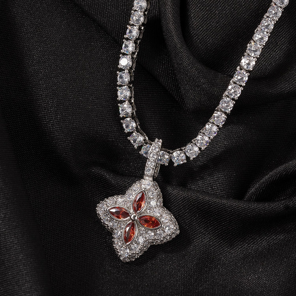 Cubic Zirconia Colorful Four-Leaf Clover Pendant