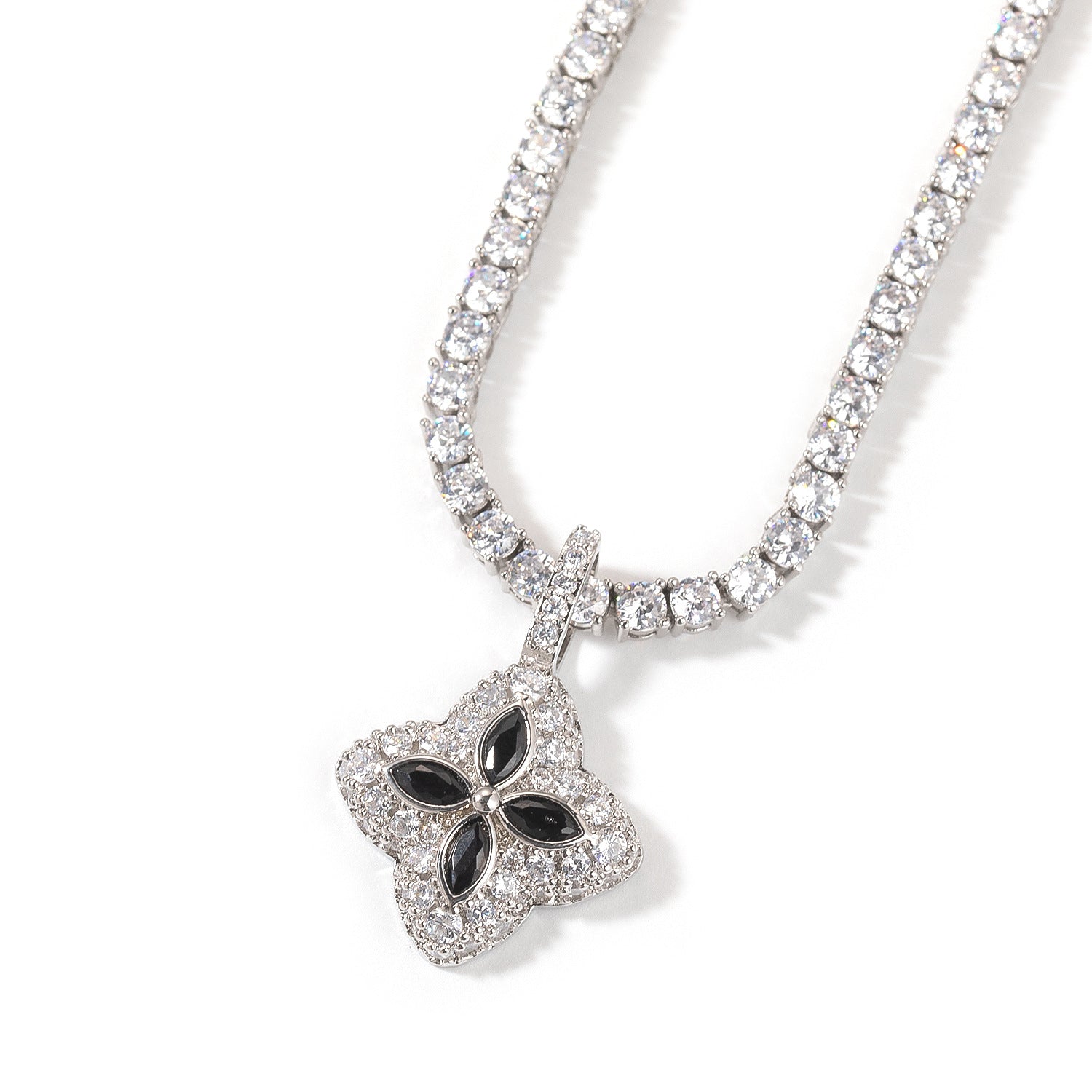 Cubic Zirconia Colorful Four-Leaf Clover Pendant