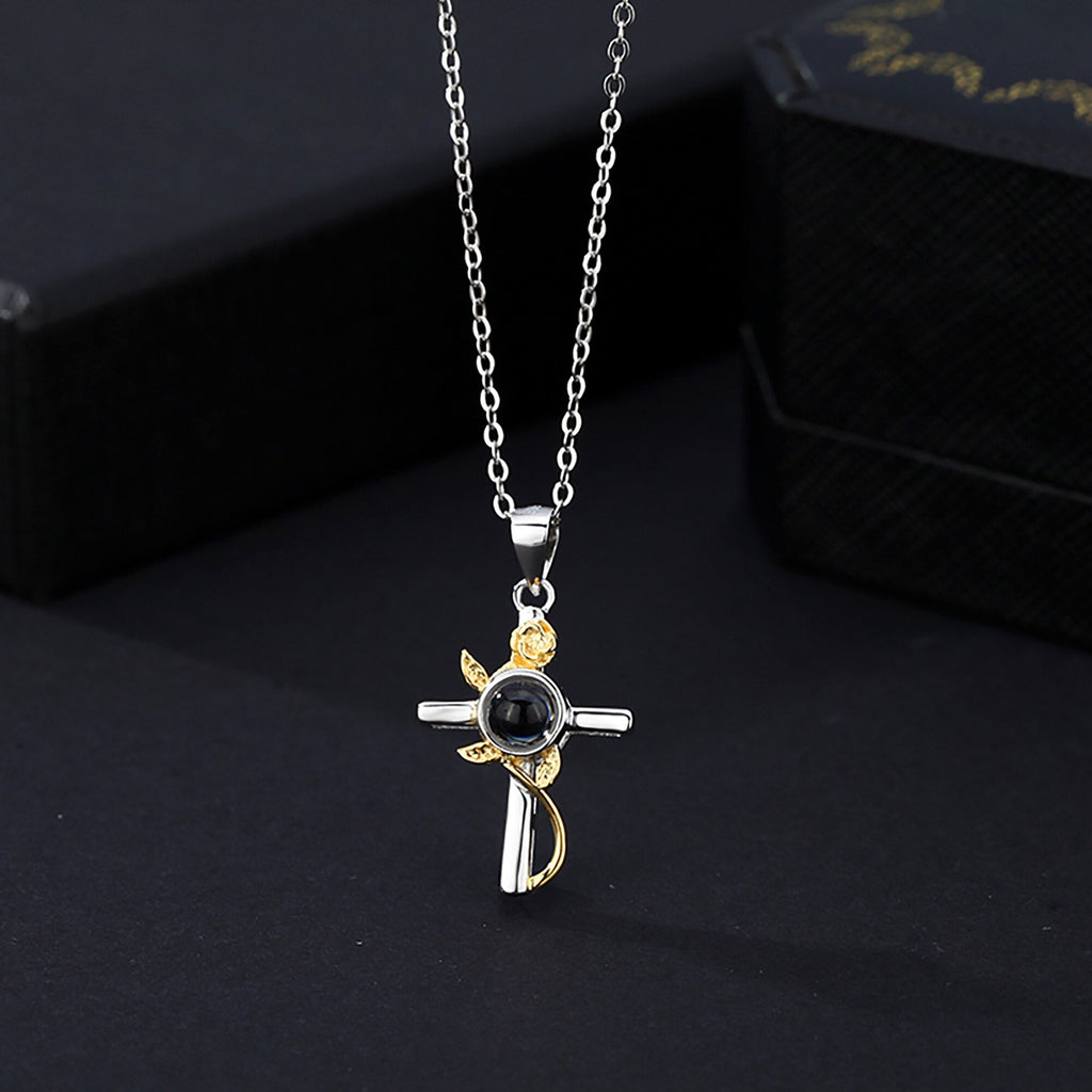 Customizable Photo Cross Projection Necklace  Pendant Jewelry